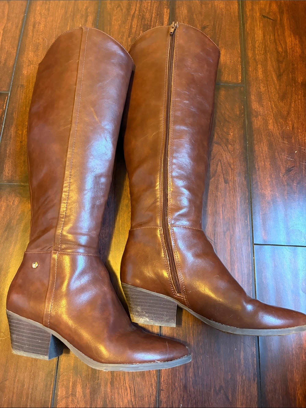 Life Stride Women's Knee High Leather Boots in Chestnut Brown
